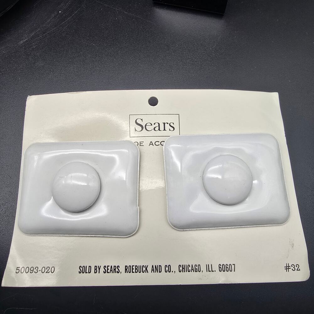 Vintage Sears White Vinyl Shoe Clips On Card Old Stock